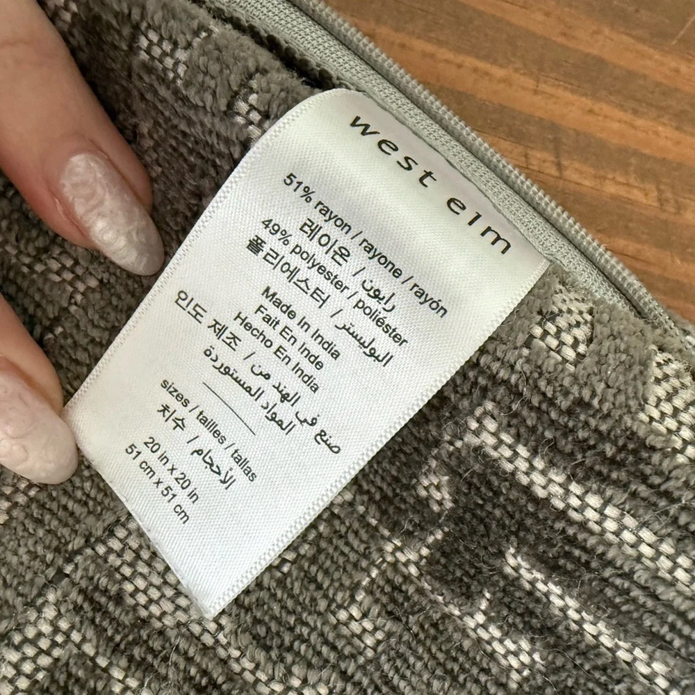 2 West Elm Charcoal and Gray Textured Pillow Covers